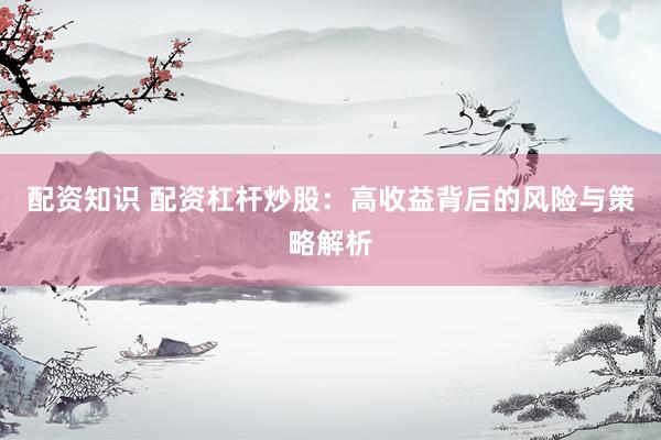 配資知識(shí) 配資杠桿炒股：高收益背后的風(fēng)險(xiǎn)與策略解析
